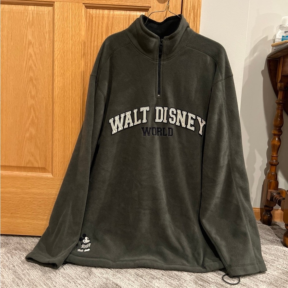 Walt Disney World Mickey Embroidered Fleece 1/4 Zip Pullover Sweater size Large